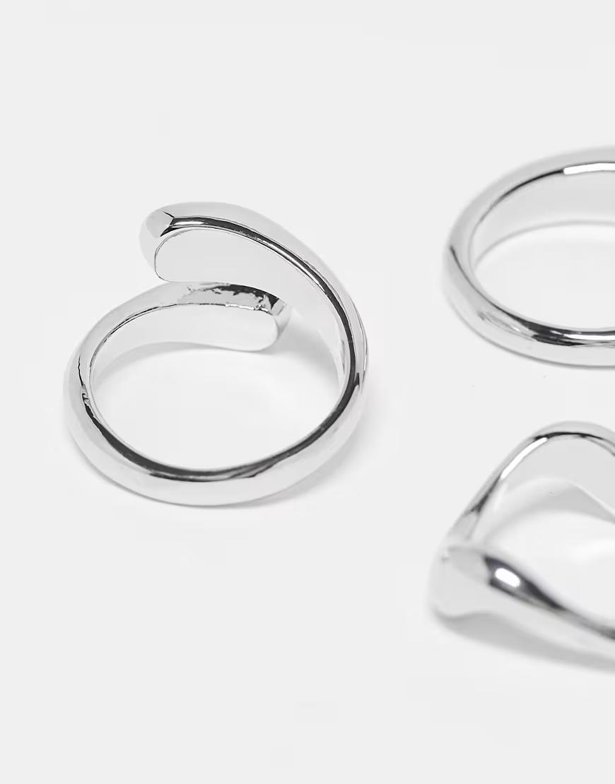 srebrne pierścionki 3-pack