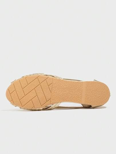 złote baleriny casual 