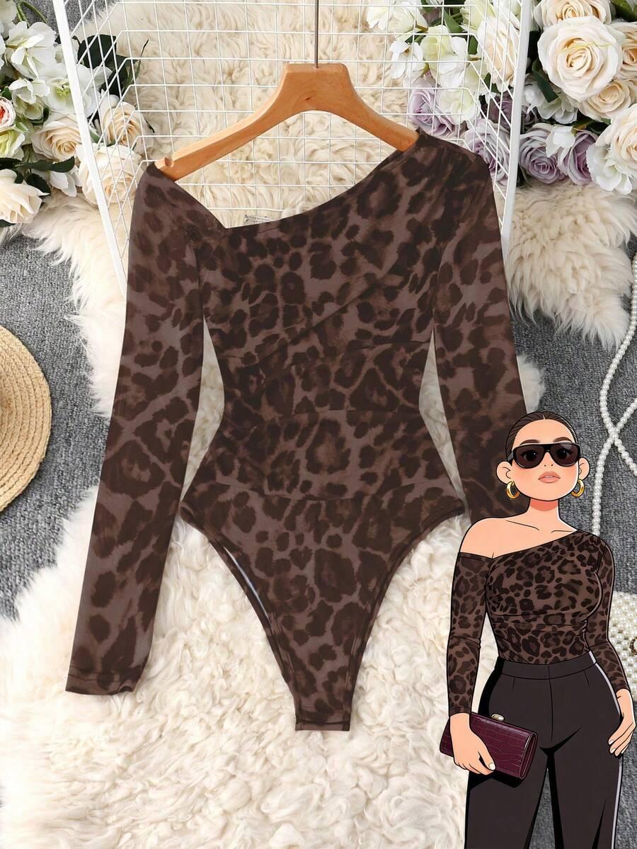 brązowe body animal print