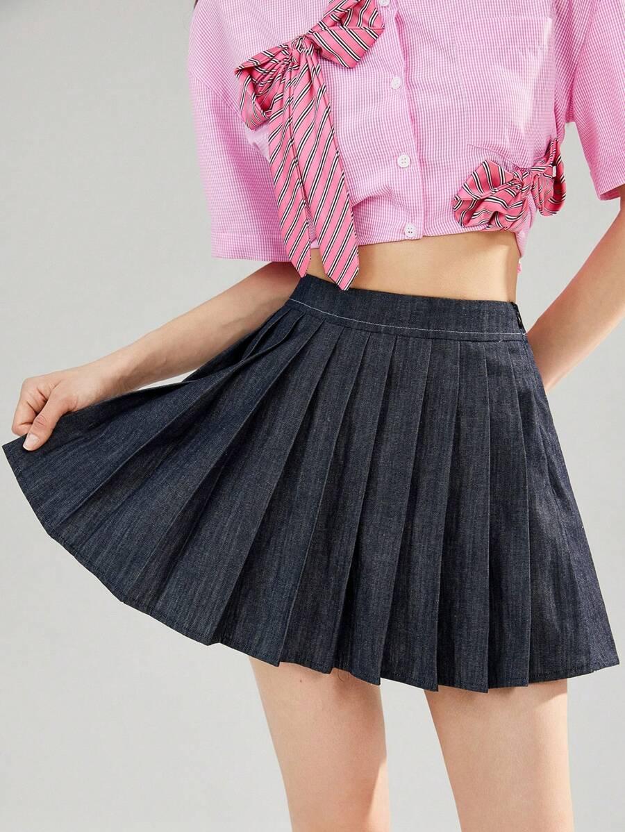 plisowana spódnica jeans