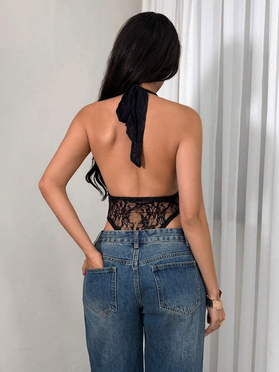 CZARNE KORONKOWE BODY