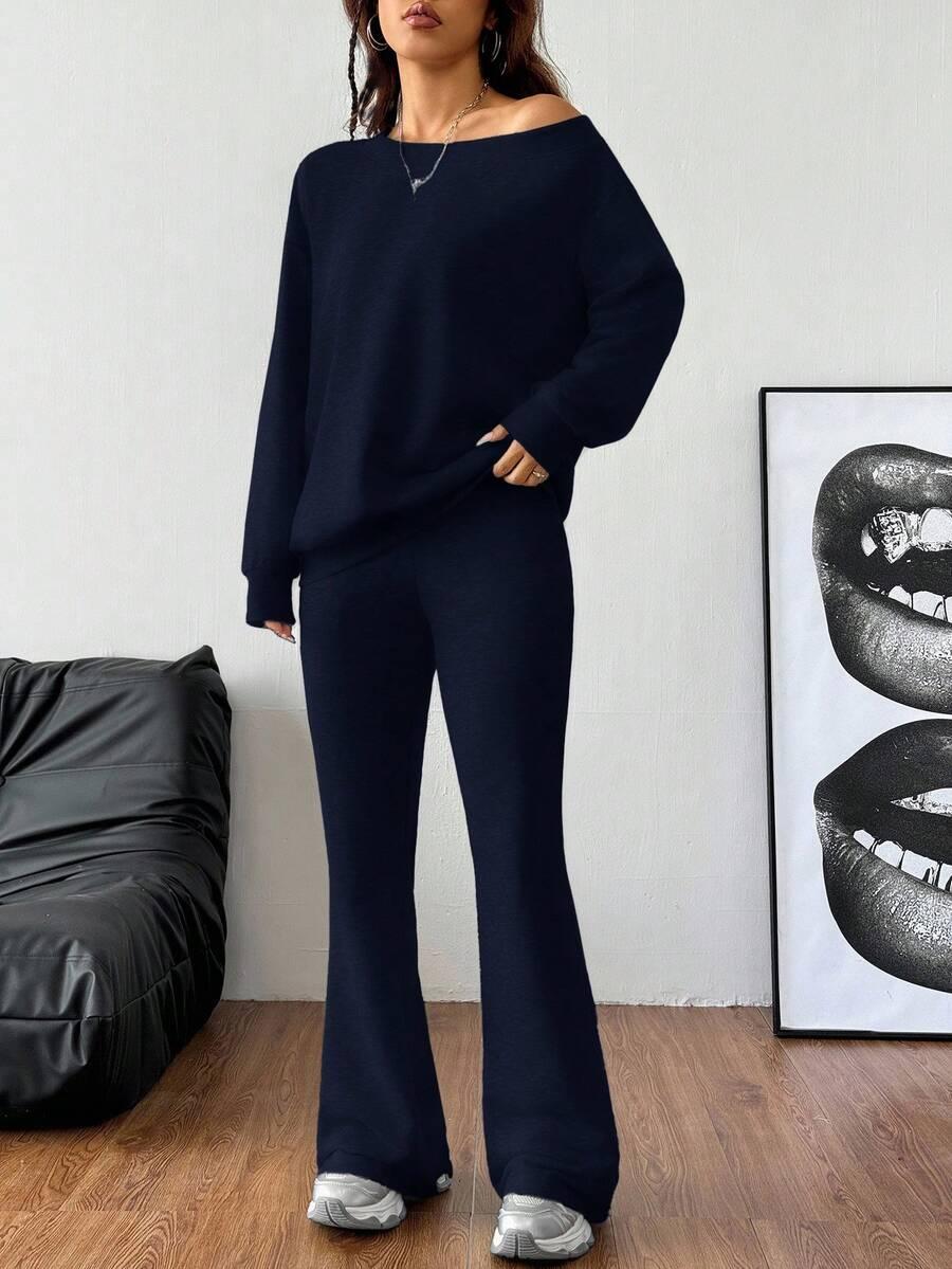 GRANATOWY KOMPLET DRESOWY BLUZA SPODNIE