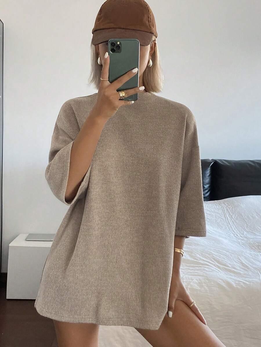 khaki bluzka rękaw 3/4