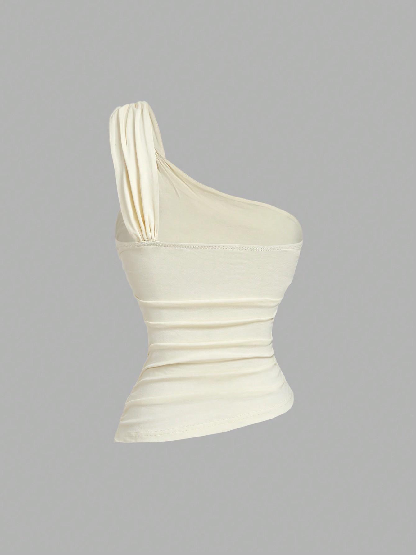 ECRU ASYMETRYCZNY TOP 