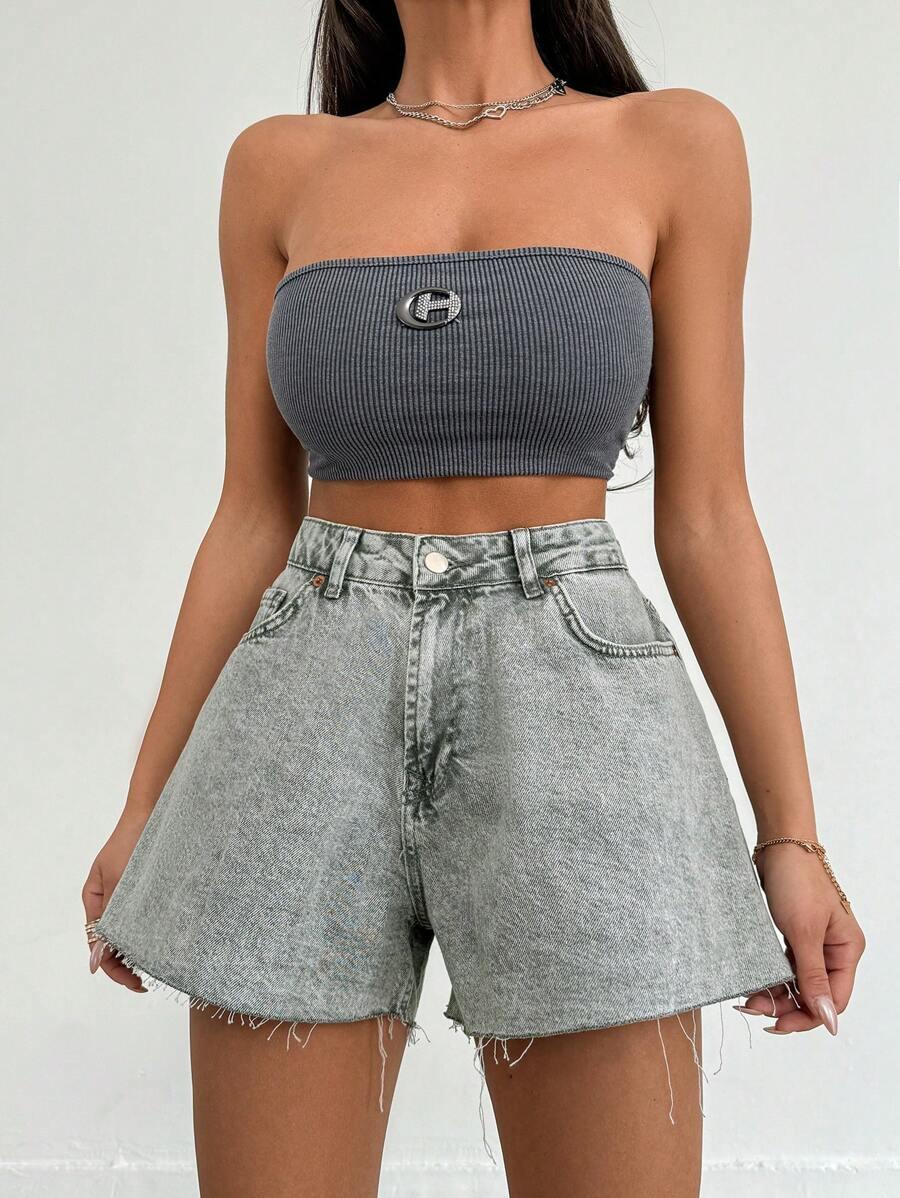 SZARE SPODENKI JEANS