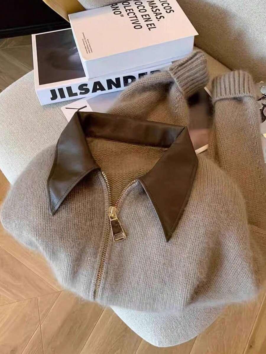 SWETER KOŁNIERZYK ZAMEK