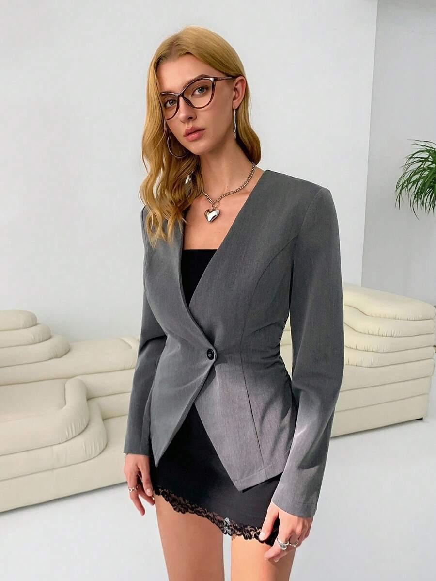 SZARA MARYNARKA GUZIK
