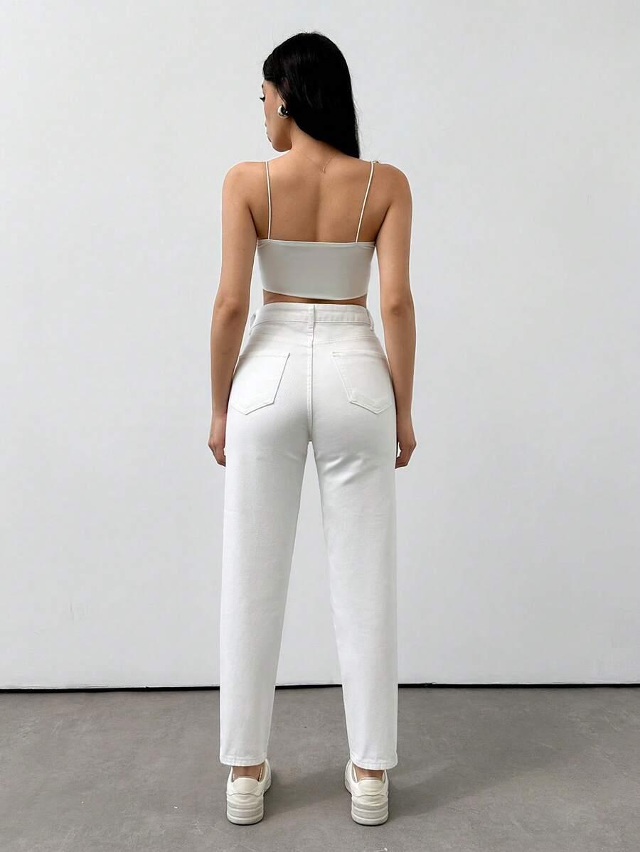 BIAŁE SPODNIE JEANS