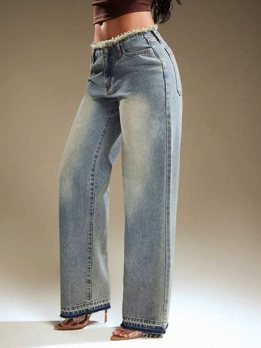 niebieskie jeansy vintage