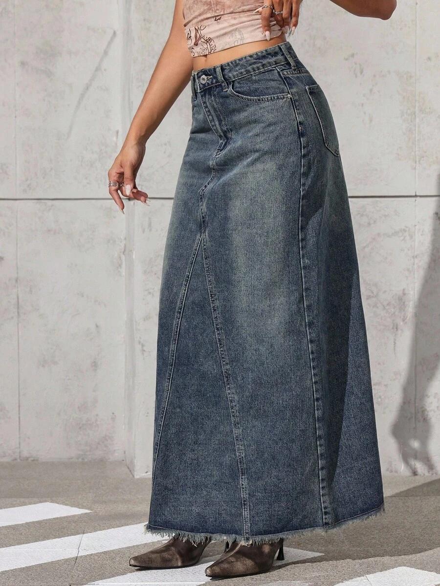 niebieska spódnica jeans 