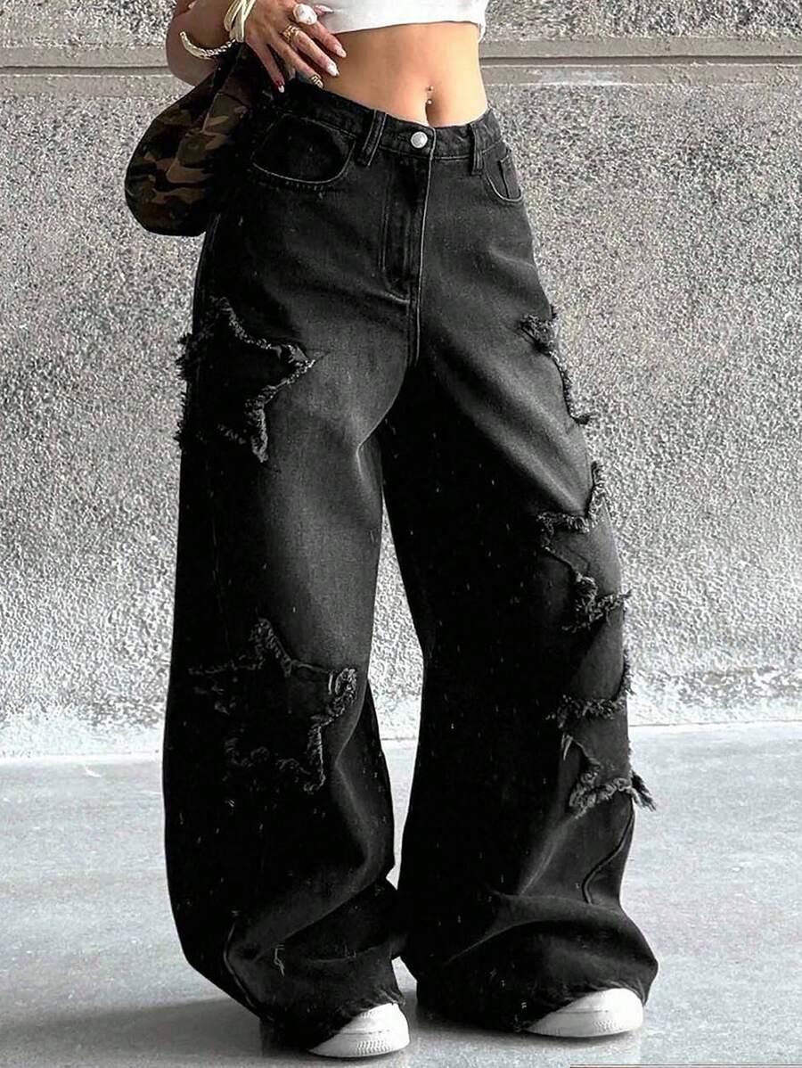 CZARNE SPODNIE JEANS