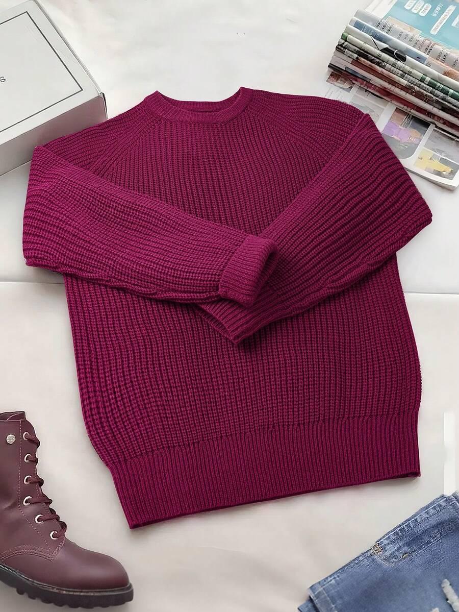 RÓŻOWY SWETER OKRĄGŁY DEKOLT