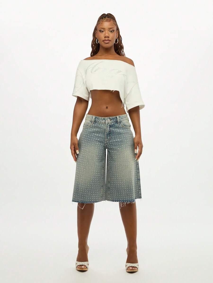 BLUZKA CROP CEKINY