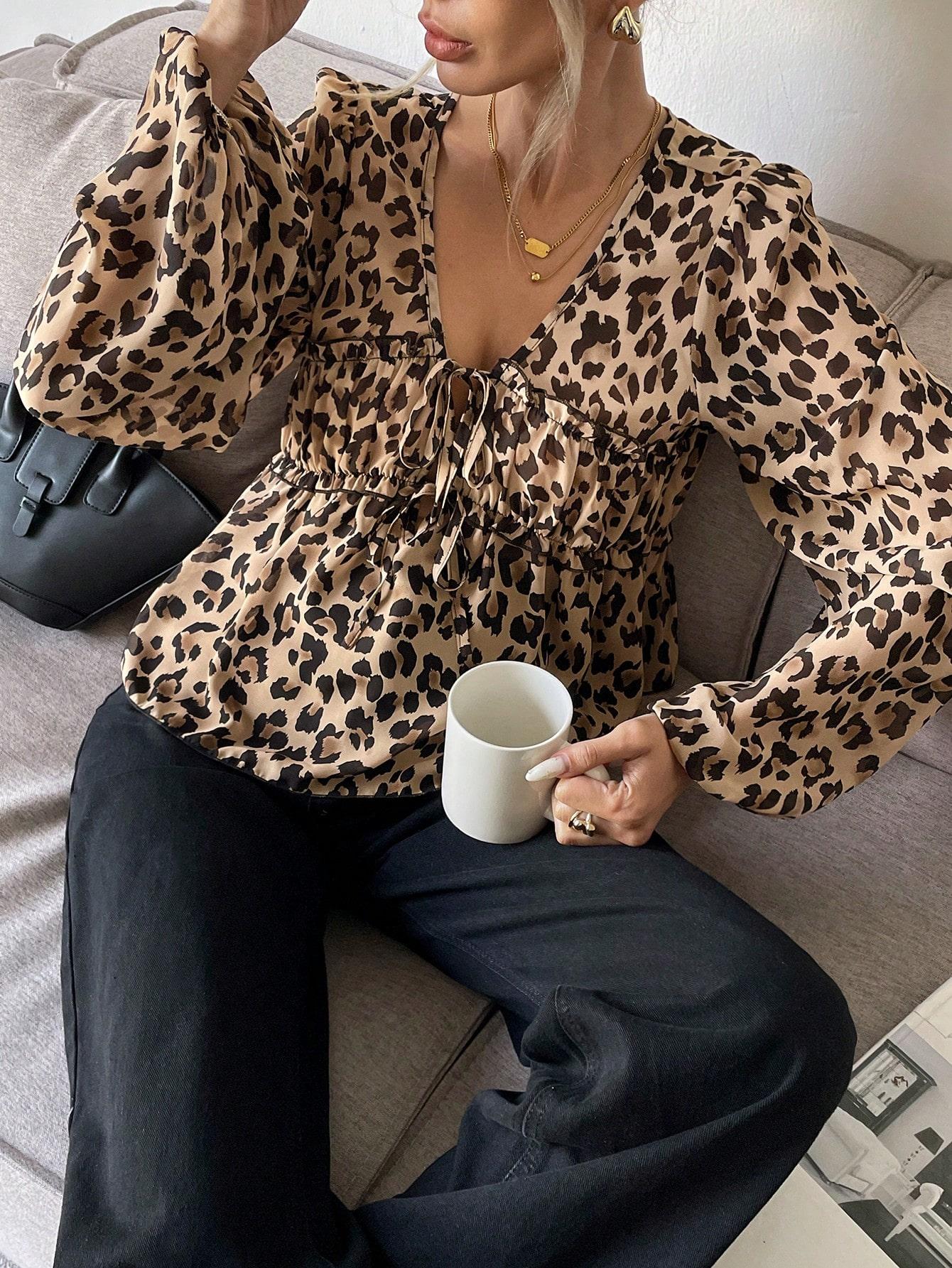 BLUZKA ANIMAL PRINT WIĄZANIE