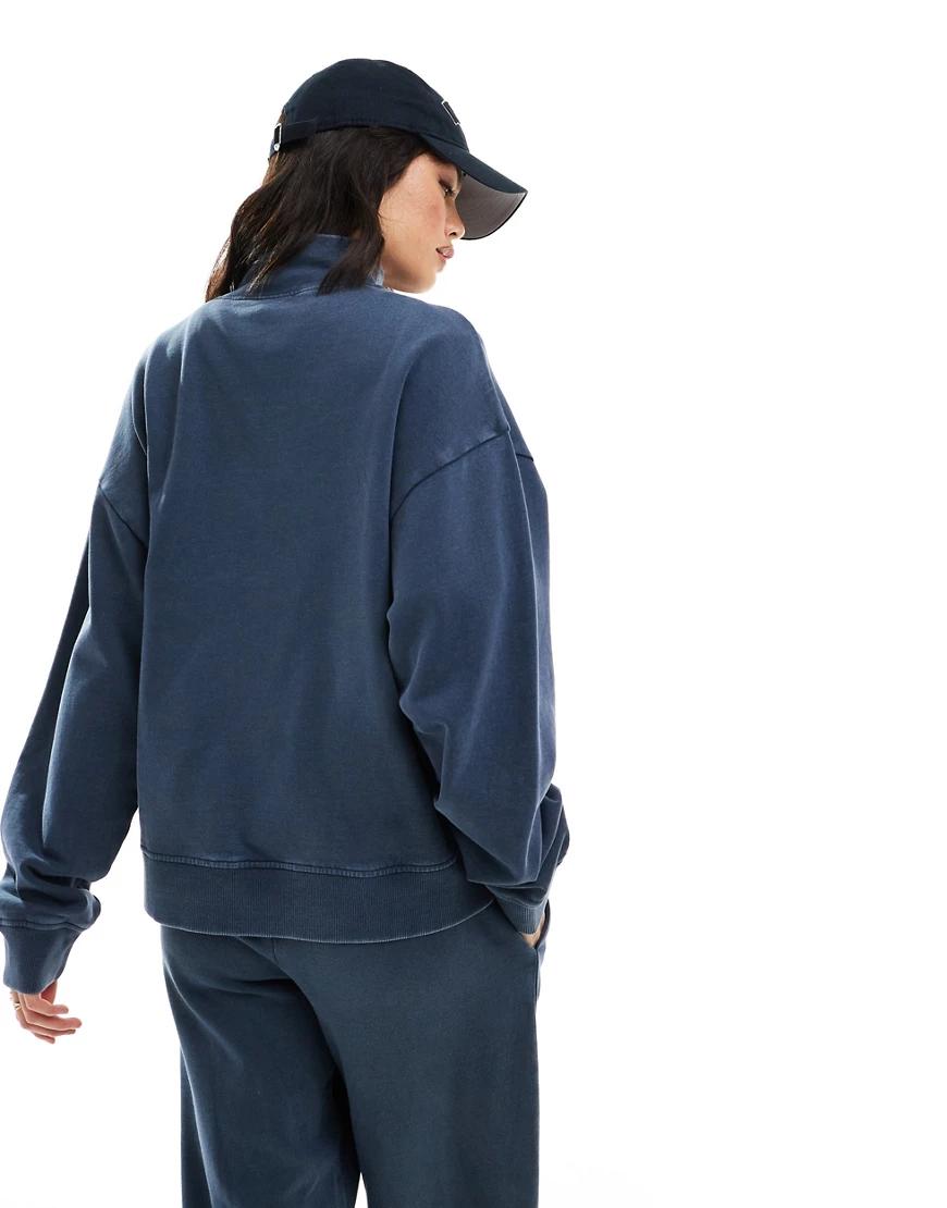 oversize luźna bluza dresowa zip stójka wash effect