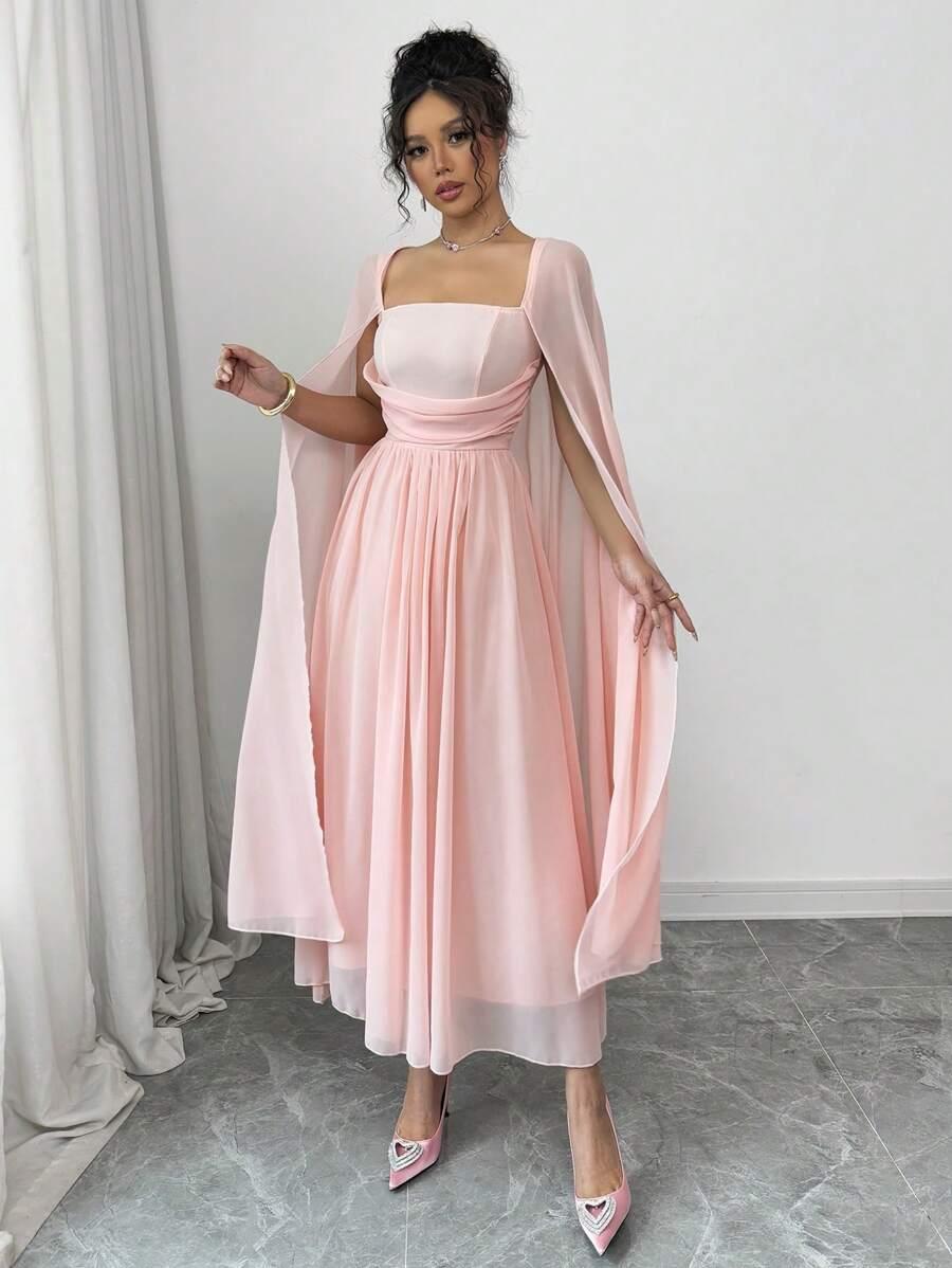 ELEGANCKA SUKIENKA MIDI ROZKLOSZOWANA 