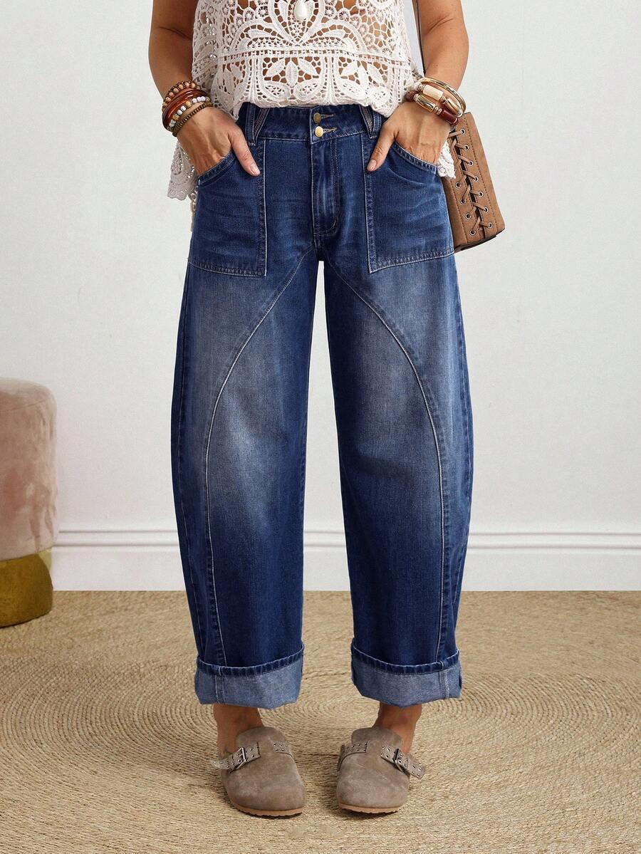 niebieskie spodnie jeans kieszenie 
