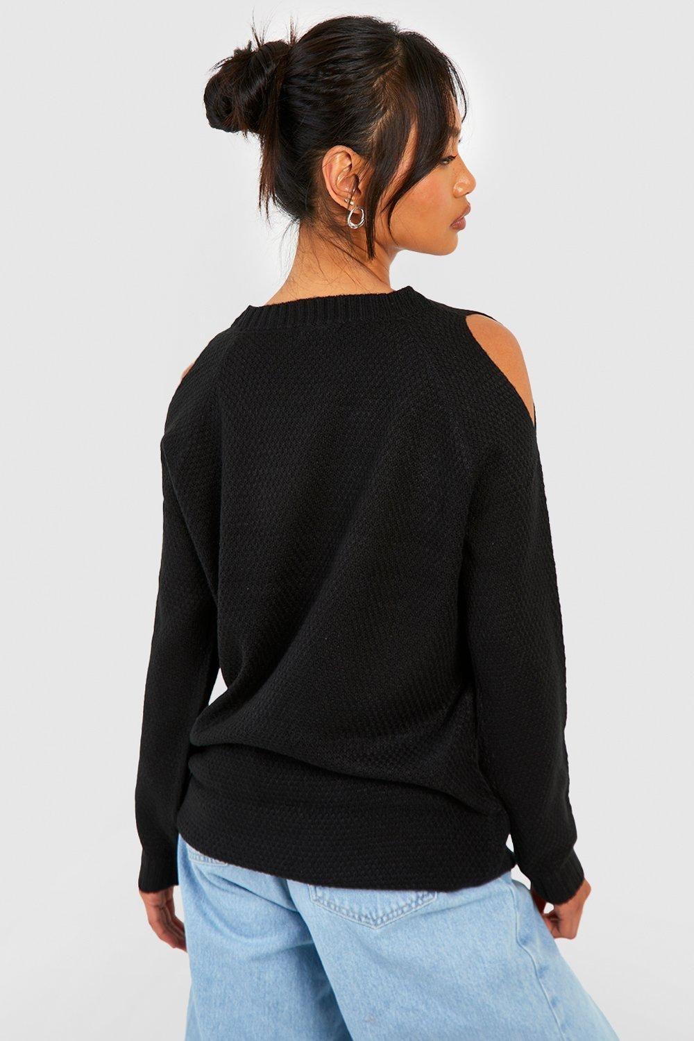  SWETER Z WYCIĘCIAMI NA RAMIONACH 