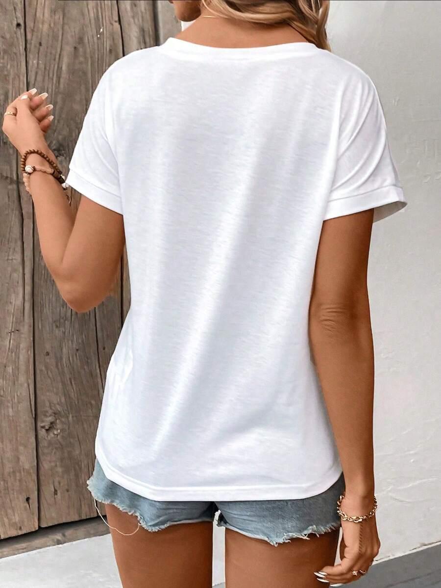 T-SHIRT DAMSKI Z DEKOLTEM V