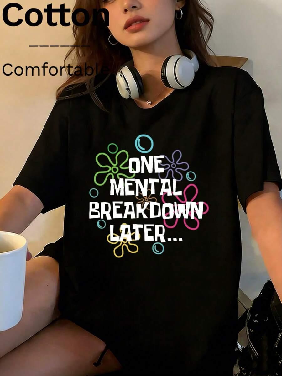 CZARNY T-SHIRT okrągły dekolt