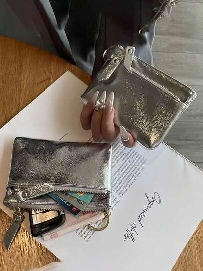 srebrna portmonetka zip 