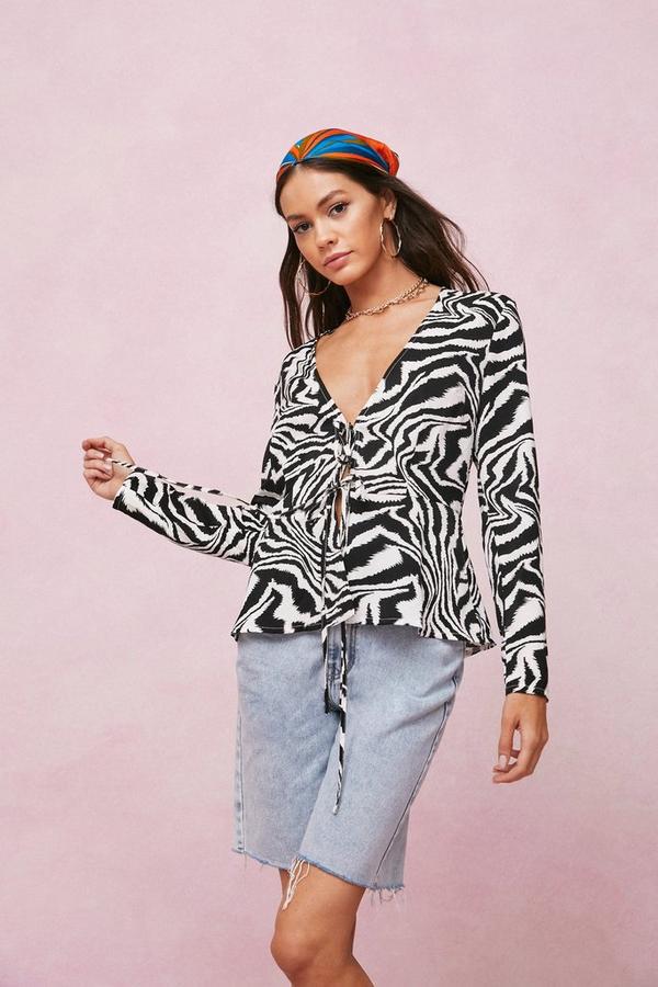 KOPERTOWA BLUZKA ZEBRA PRINT