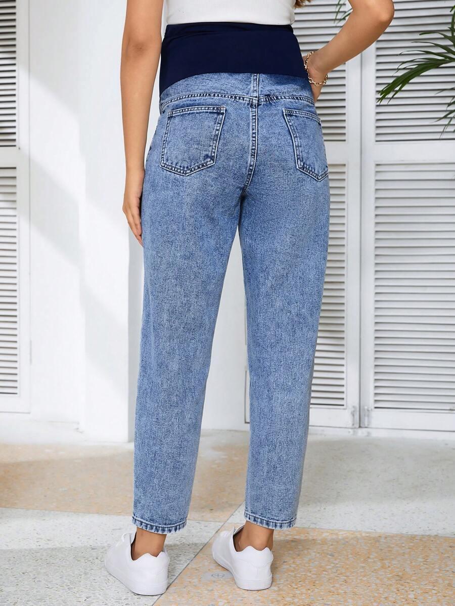 NIEBIESKIE SPODNIE CIĄŻOWE JEANS 