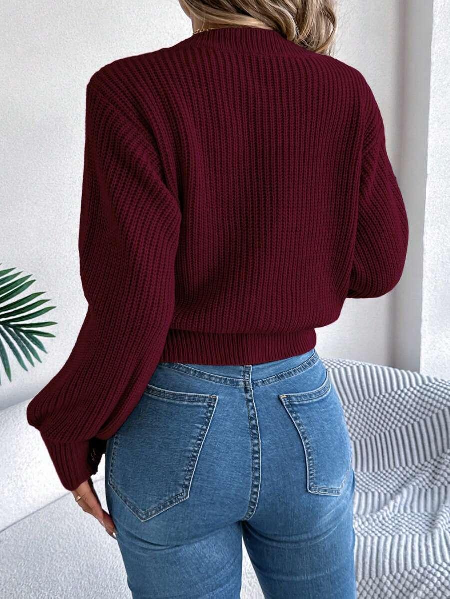 bordowy sweter splot