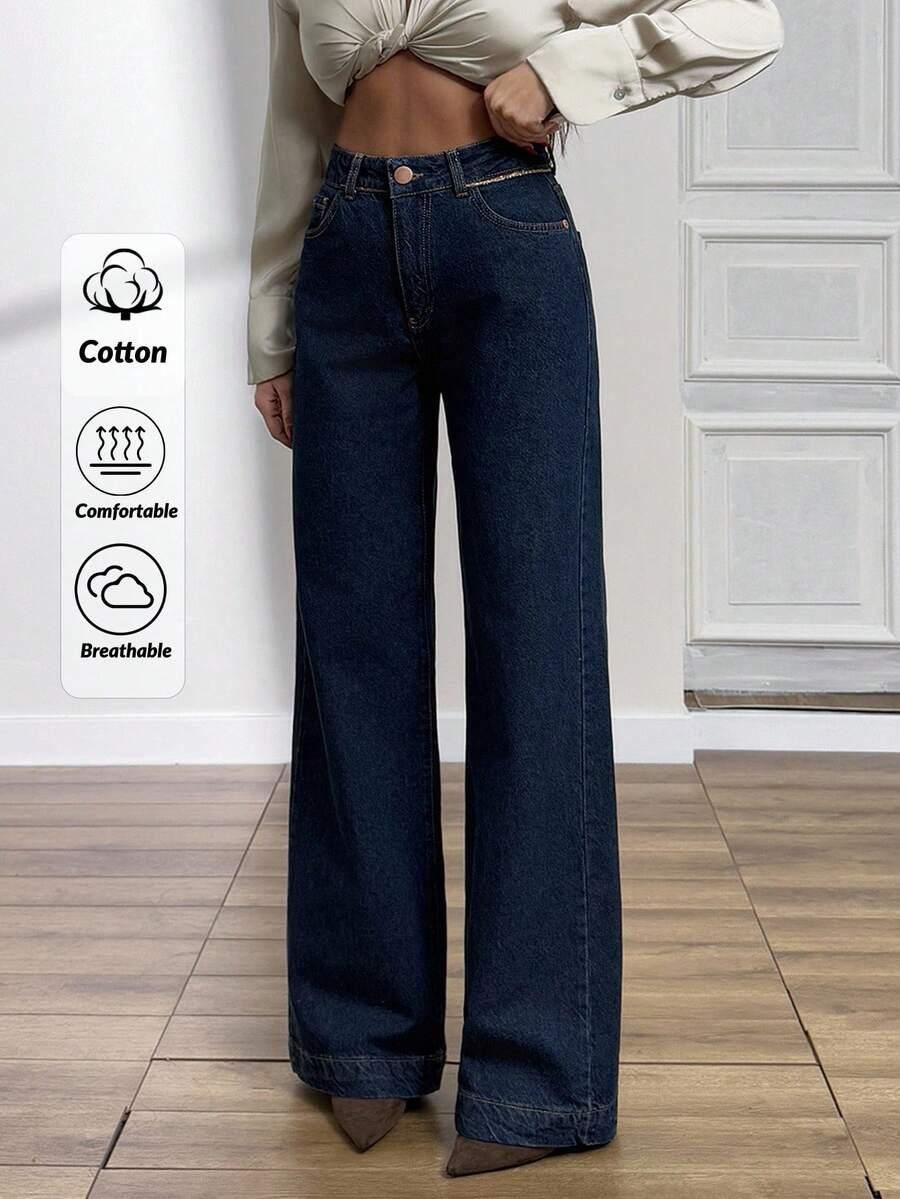GRANATOWE SPODNIE JEANS