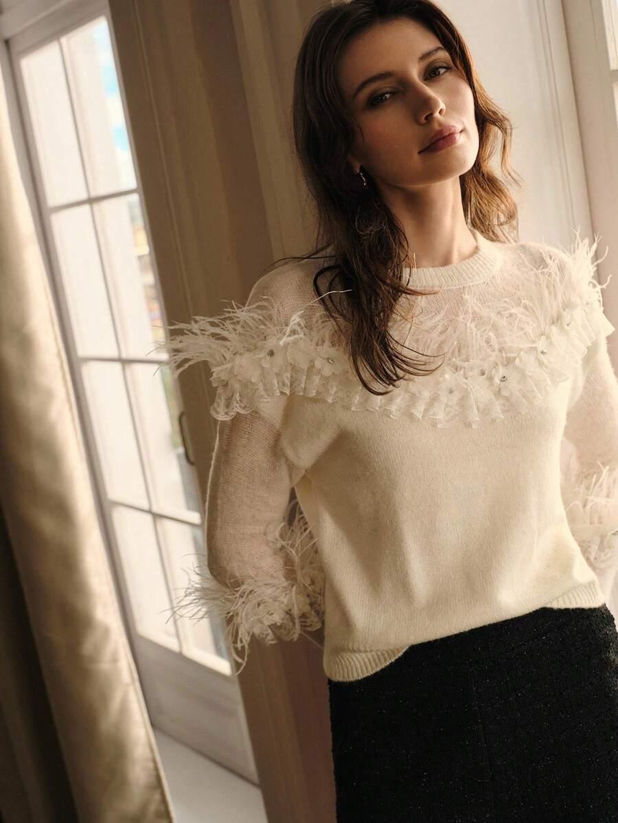 sweter z domieszką wełny