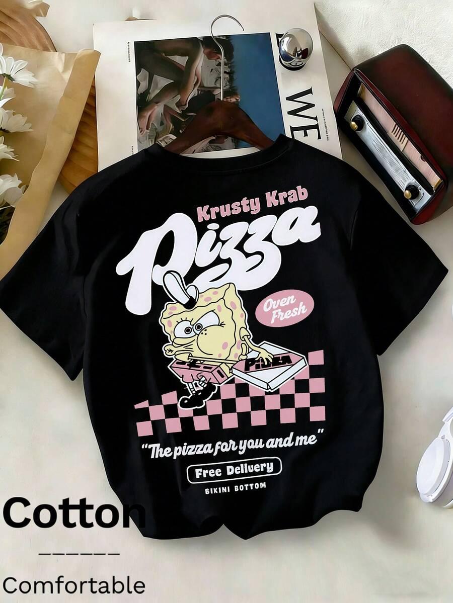 CZARNY T-SHIRT PRINT SPONGEBOB