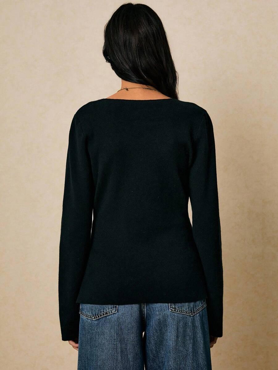 CZARNY SWETER V NECK 
