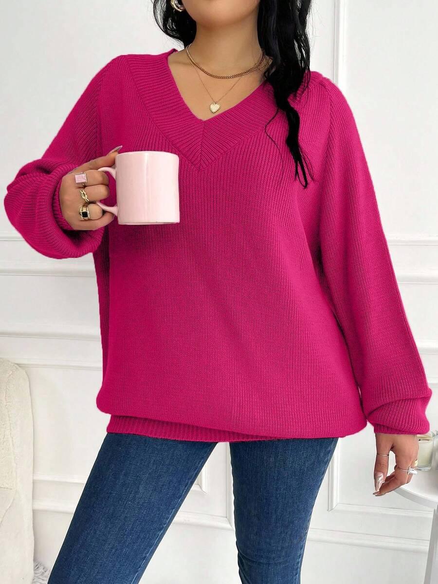 różowy sweter v-neck 