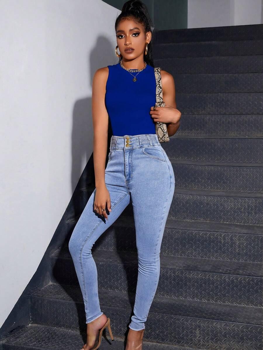 niebieski top casual
