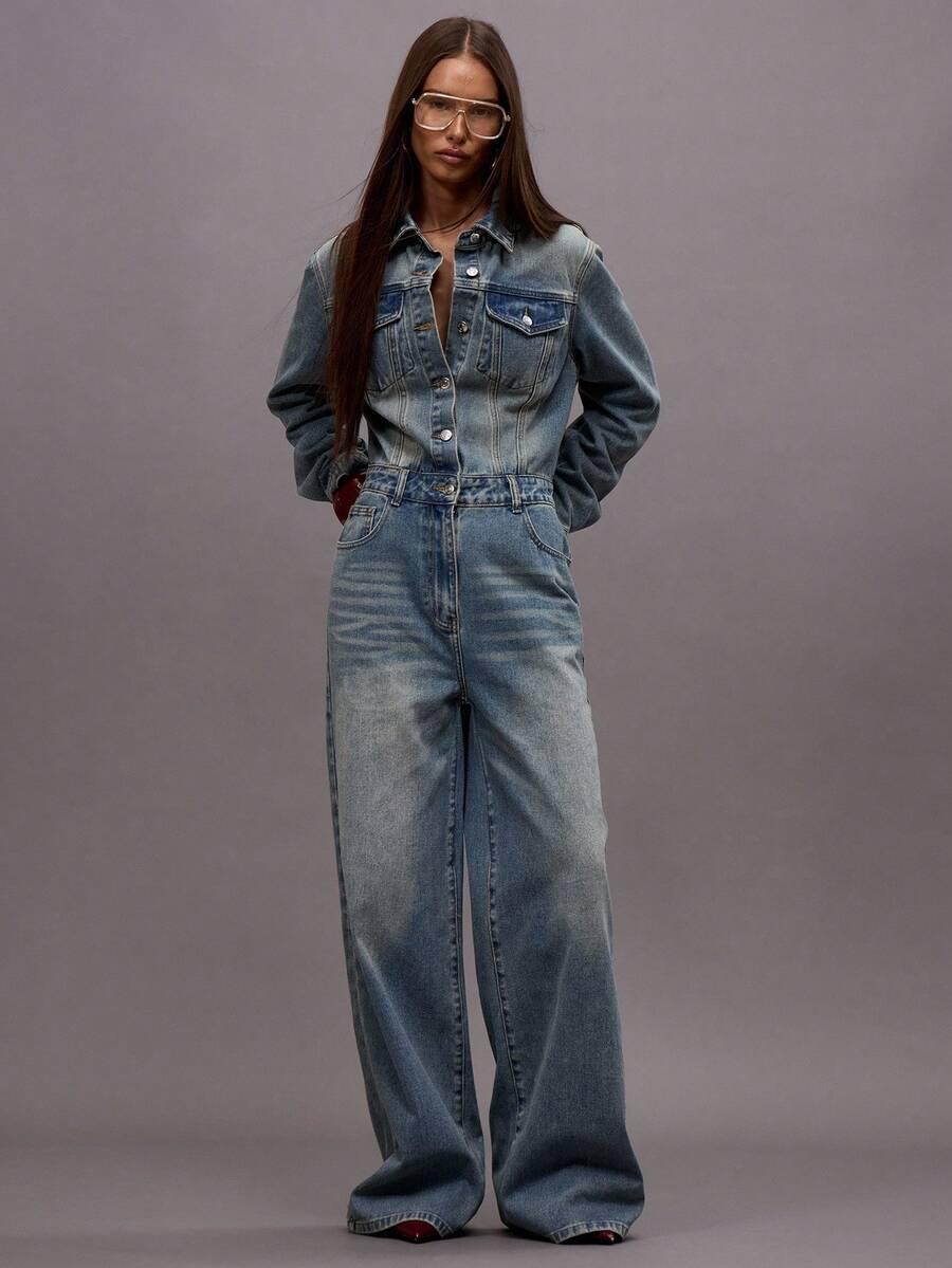 NIEBIESKI KOMBINEZON JEANS 