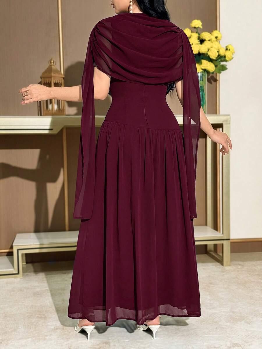 bordowa sukienka maxi