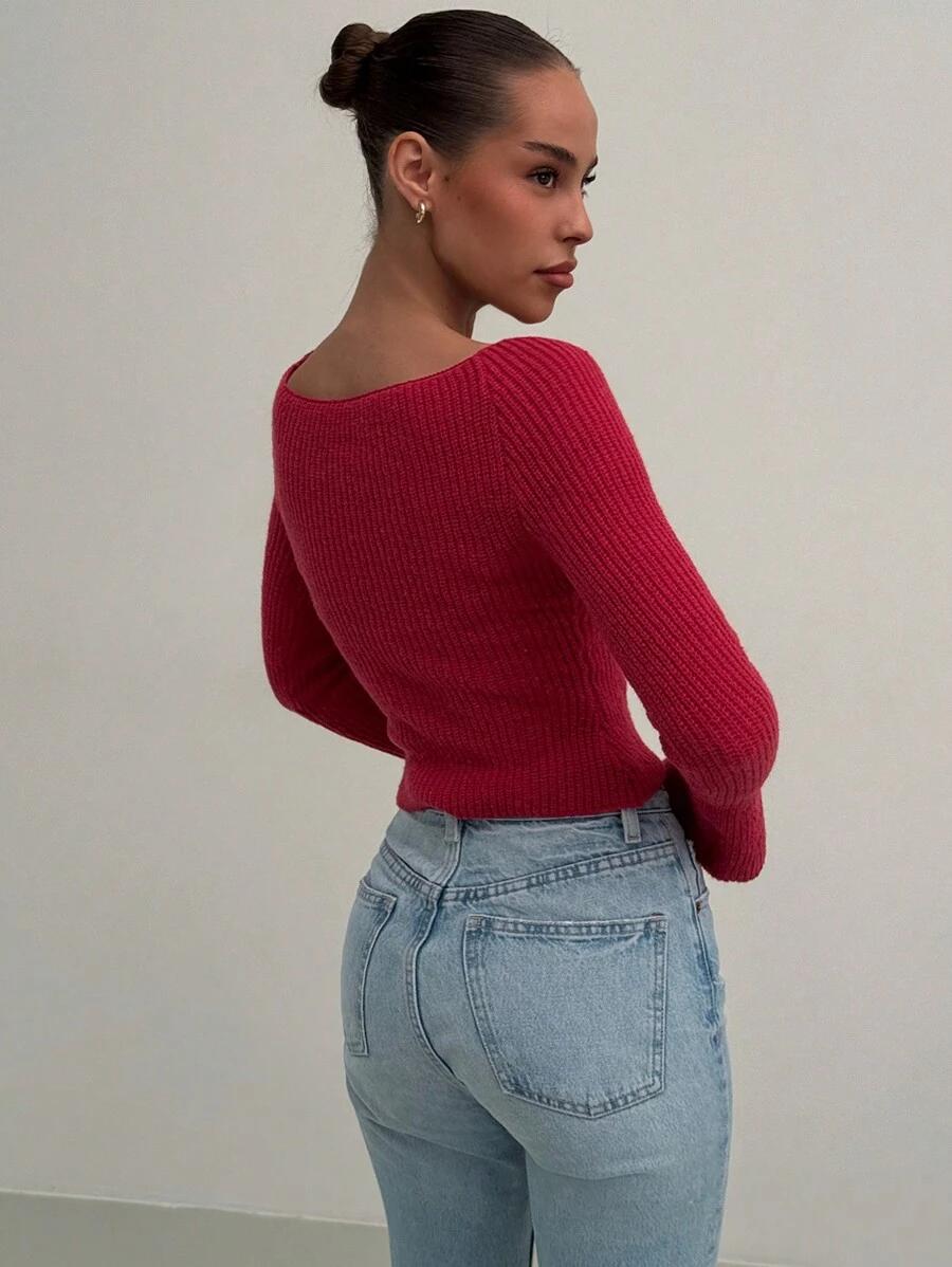 SWETER DAMSKI Z ROZSZERZANYM RĘKAWEM 