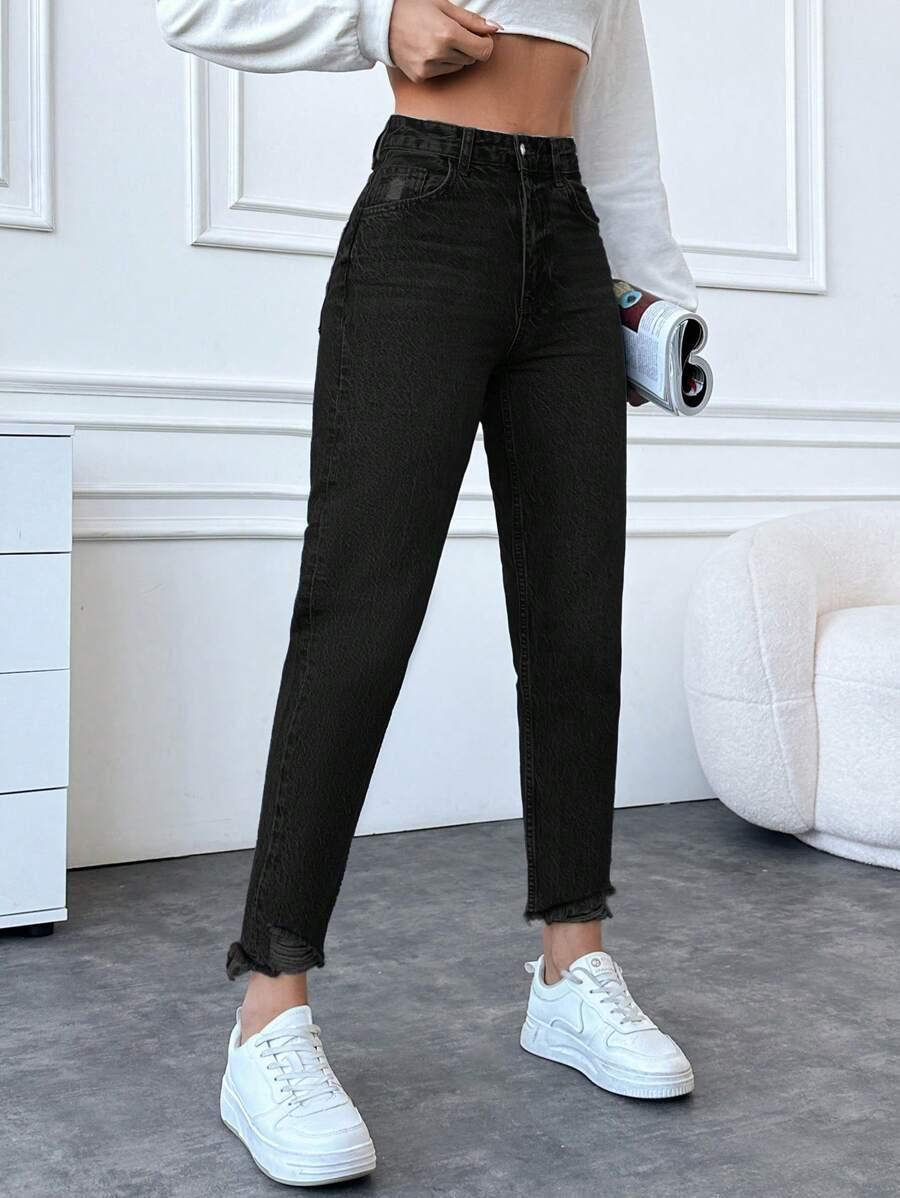 CZARNE MOM JEANS