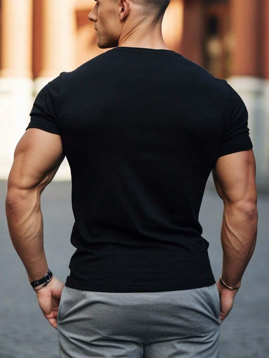 CZARNY T-SHIRT NADRUK 