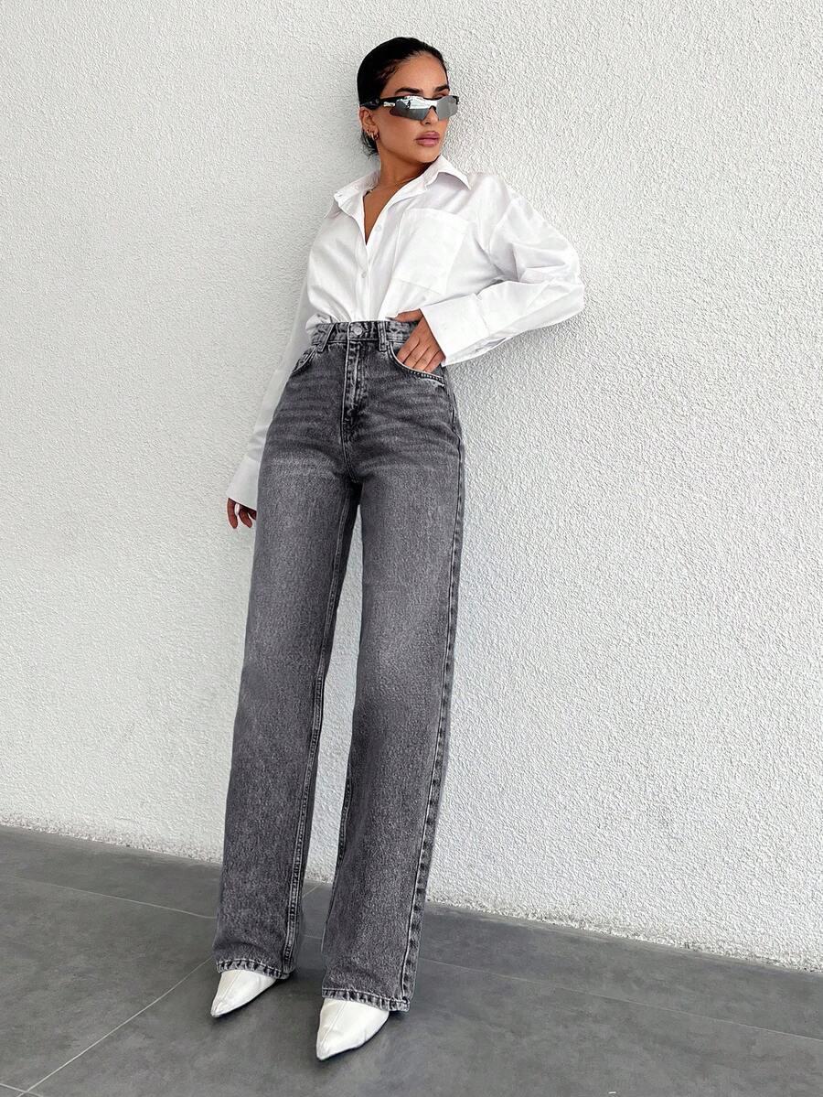 SZARE SPODNIE JEANS 