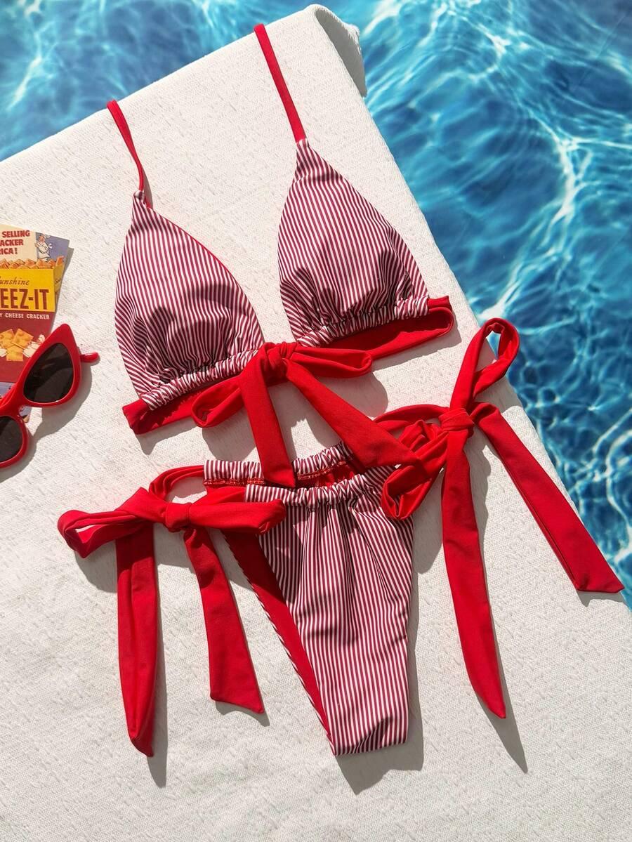 KOMPLET BIKINI W PASKI WIĄZANY