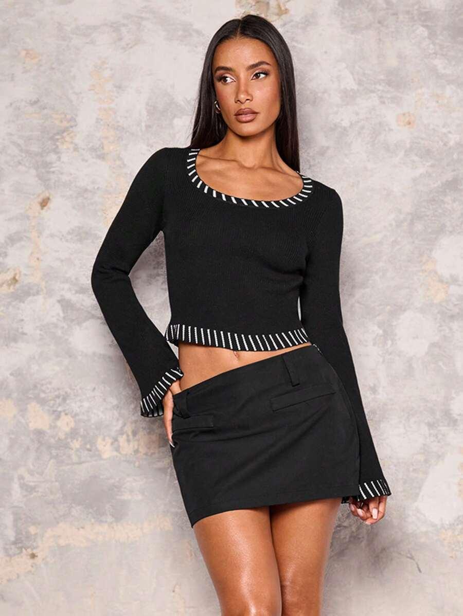 czarny dzianinowy top