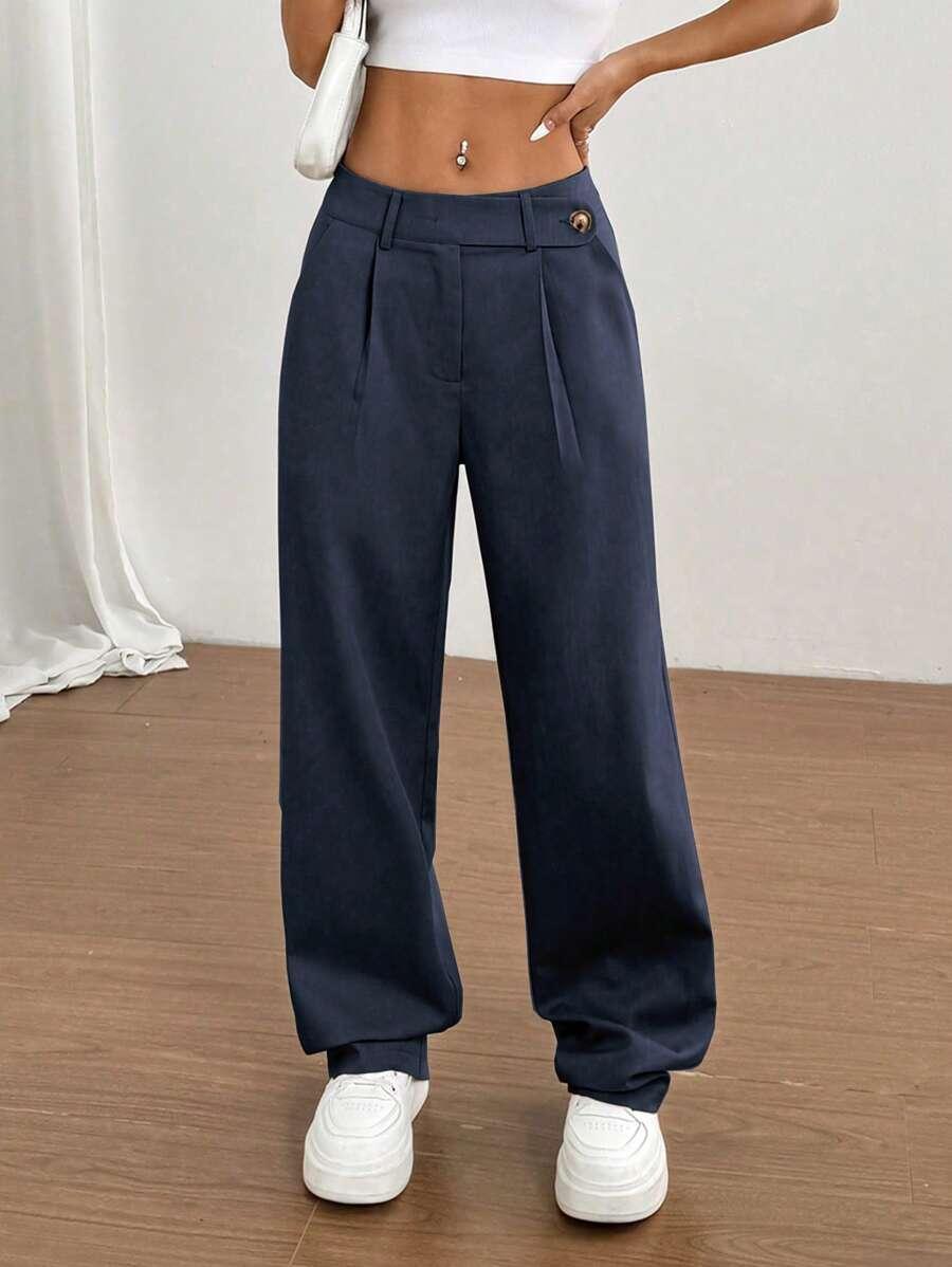 GRANATOWE SPODNIE CASUAL