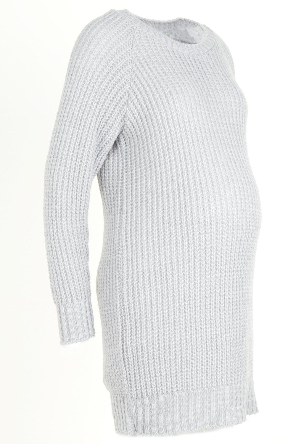 szara sweterkowa ciążowa sukienka długi rękaw