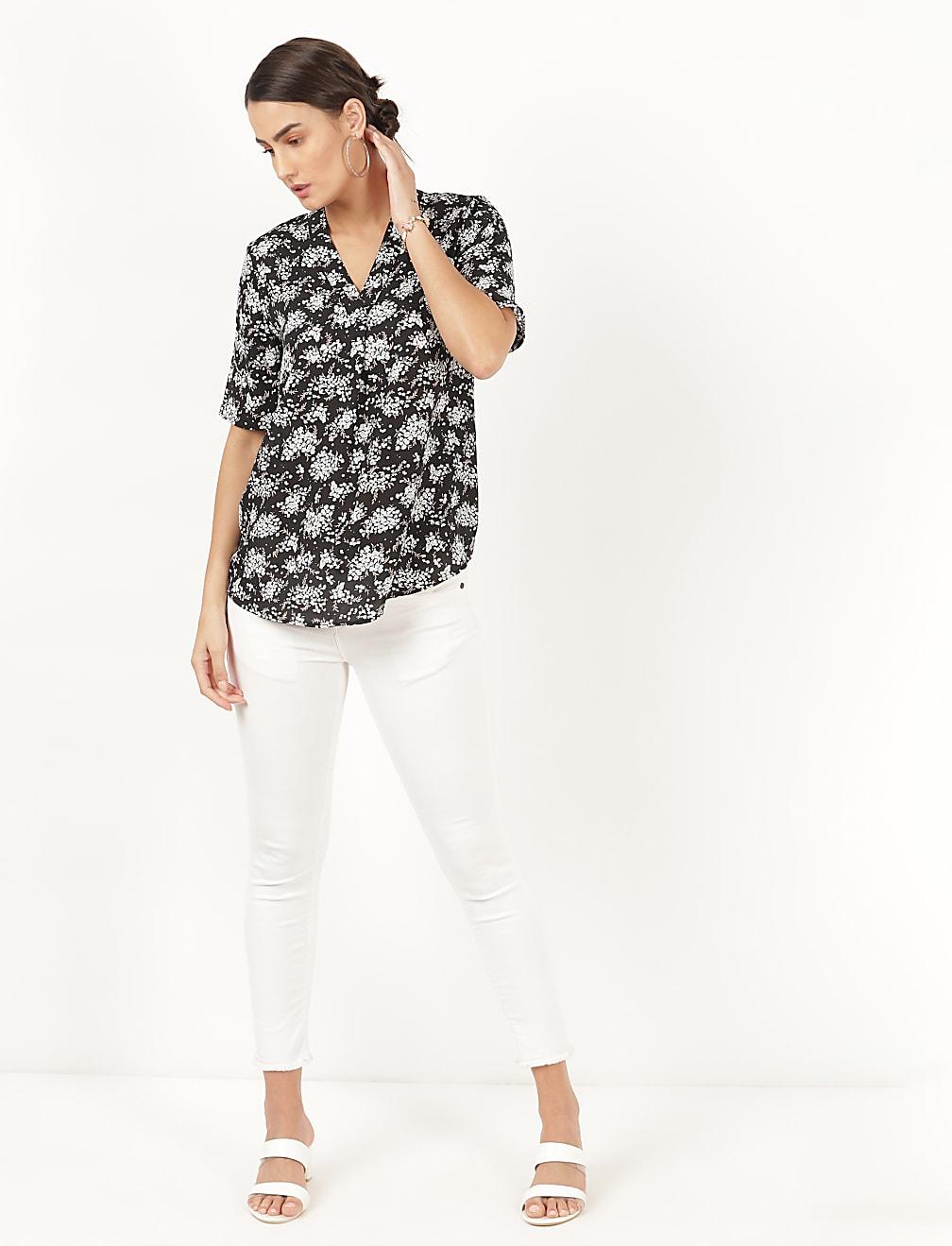 TOP V-NECK PRINT T43-3616X-Y4