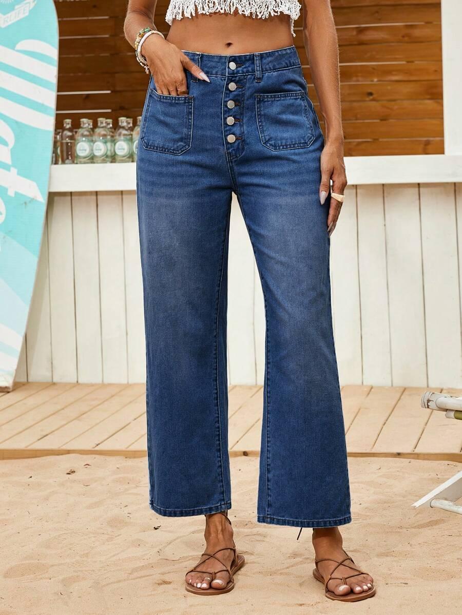 SPODNIE JEANS GUZIKI KIESZONKI