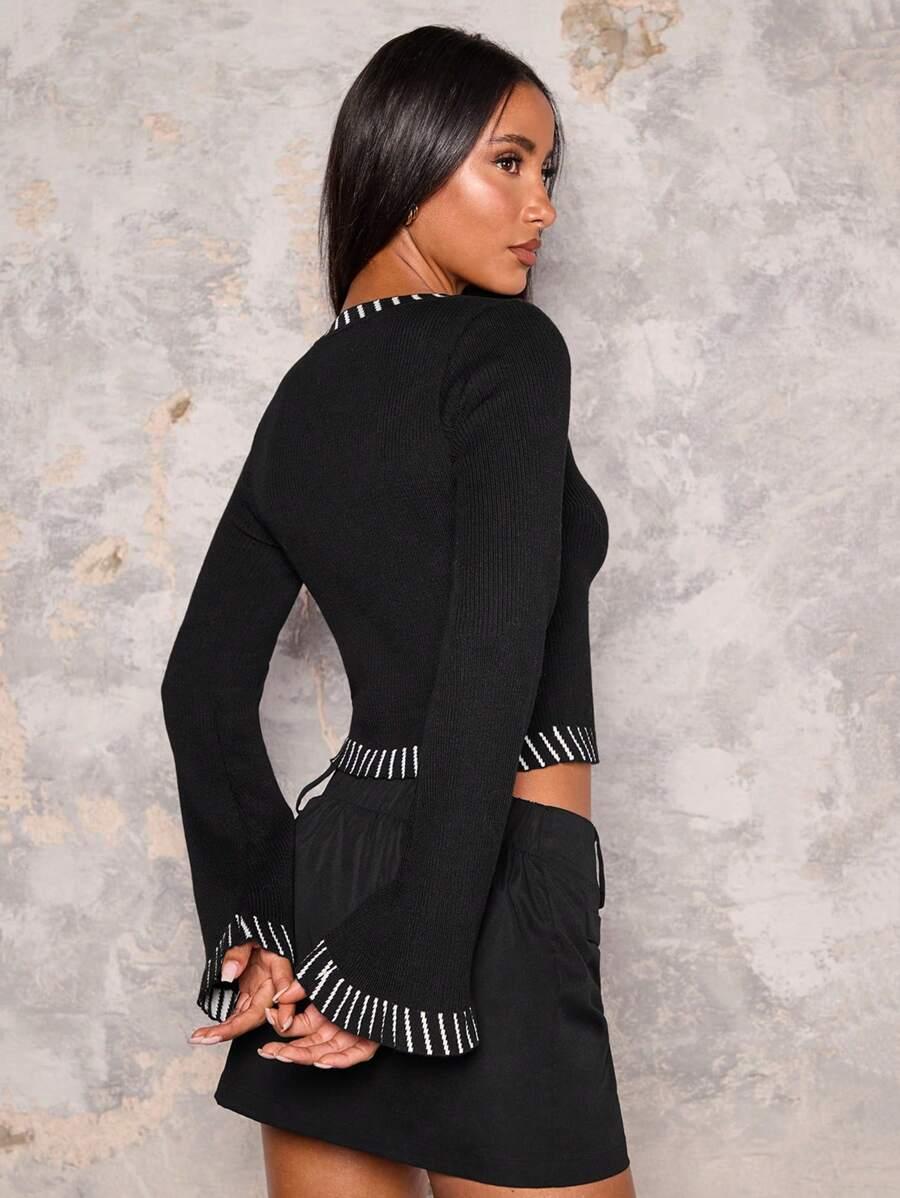 czarny dzianinowy top