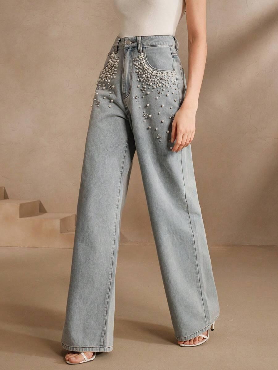 spodnie jeans zdobienia