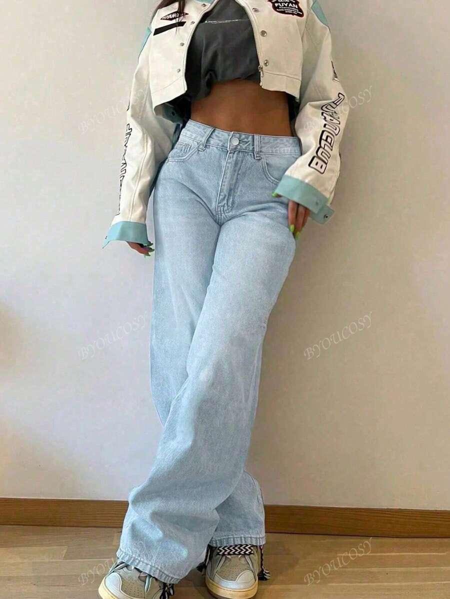 NIEBIESKIE SPODNIE JEANS WYSOKI STAN