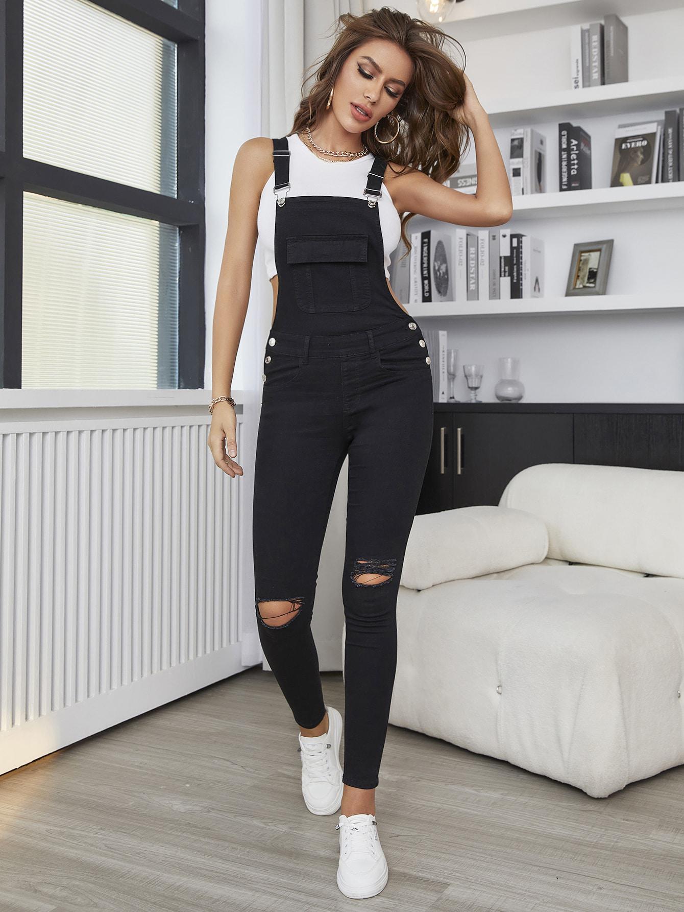 CZARNY KOMBINEZON JEANS